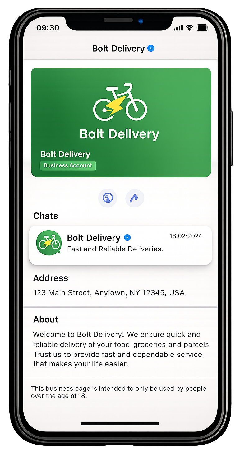 Viber business profile page