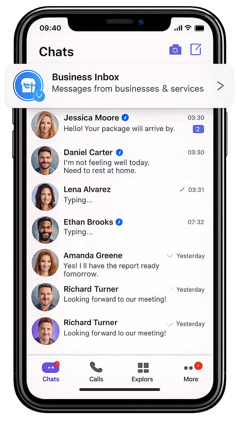 Viber Chats screen with Business Inbox